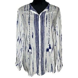 Chico’s 100% Modal Tie-Dye Embroidered Boho Shirt Size 2